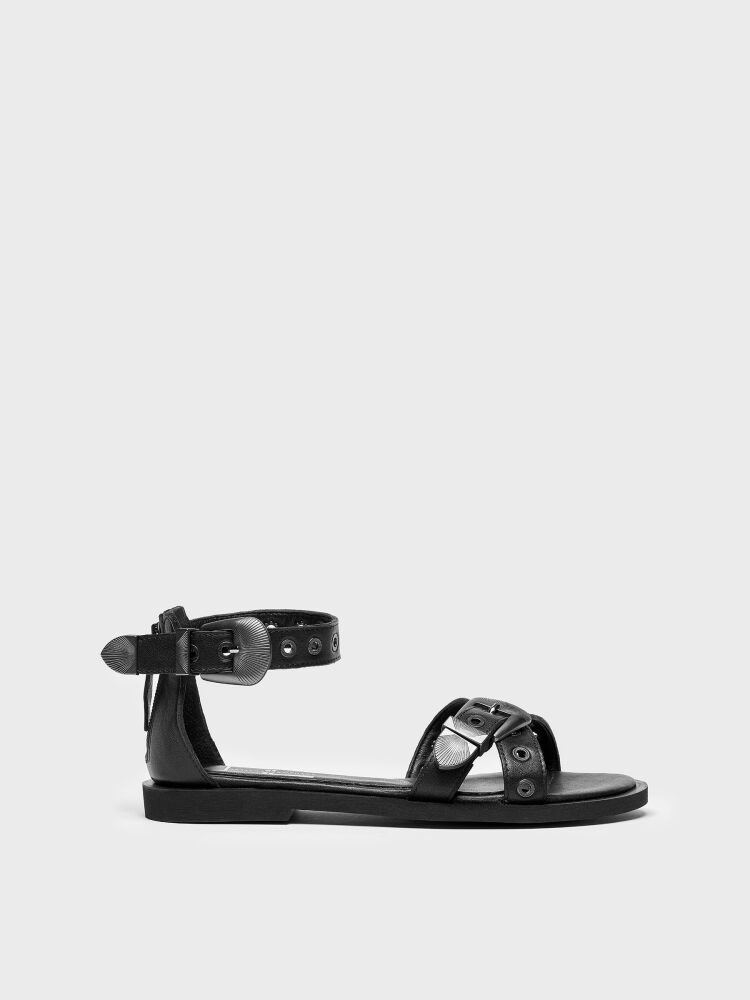 35166 KADIN SANDALET SİYAH - 1